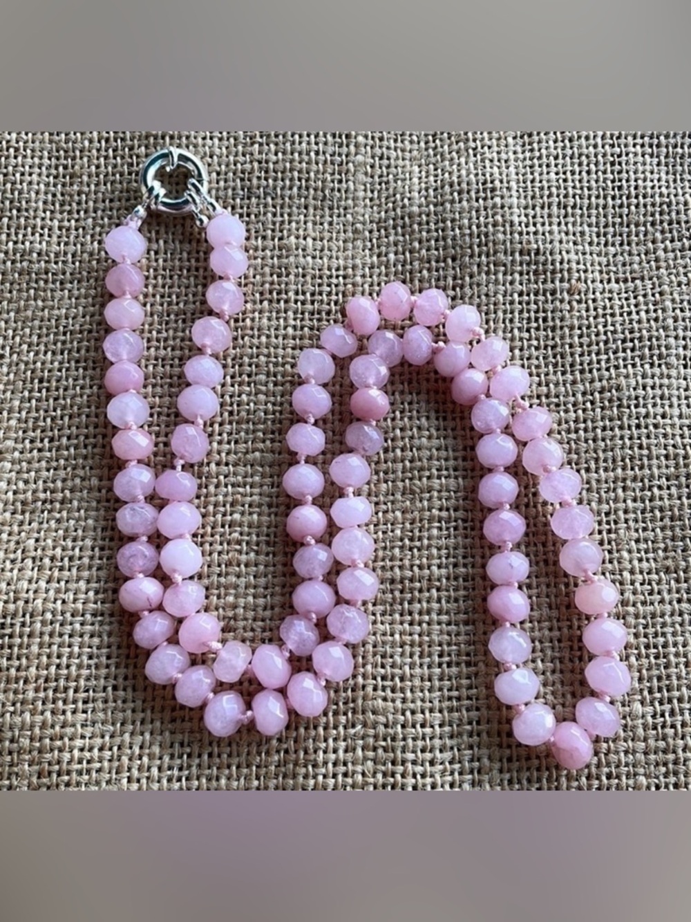 Rose Quartz Rondelle Stone knotted Handmade New Amazing Quality Viral 2026